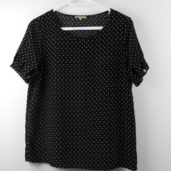 Black Top with White Hearts - Large - Picture 1 of 8